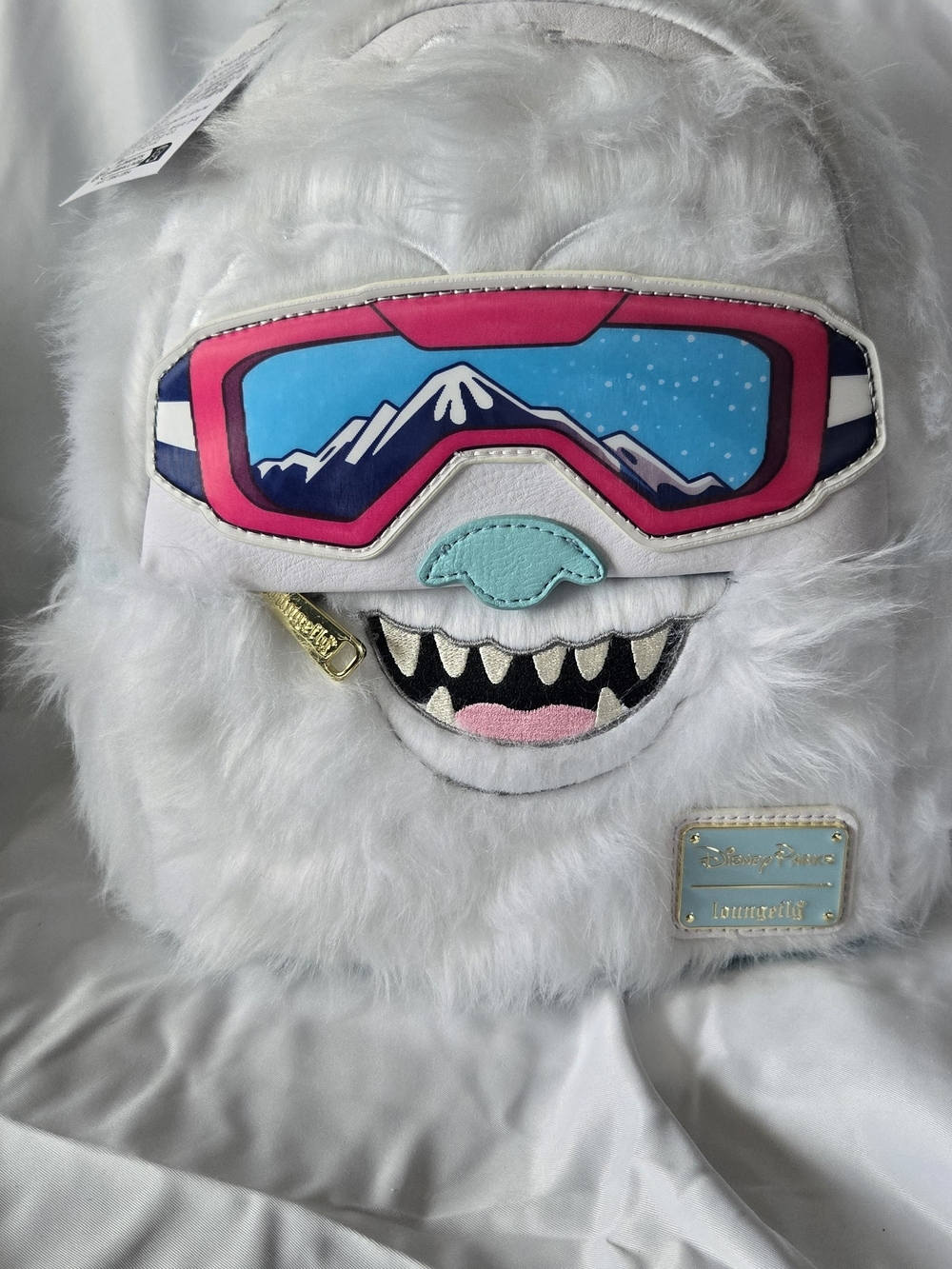 Loungefly White Yeti Backpack with Pink Goggles and Aqua Nose